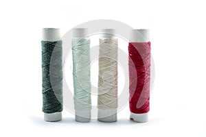 Rows of sewing threads of various colors