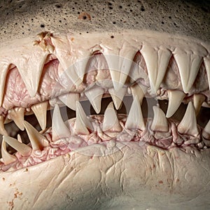 Rows of Sharp Shark Teeth in Open Jaws