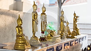 Rows of small golden Buddha