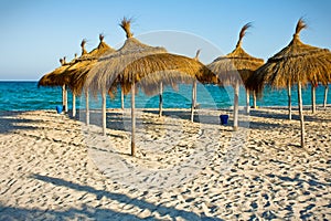 Rows of the sunshade on the beach