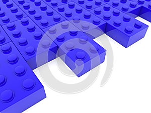 Rows of toy bricks in blue.3d illustration