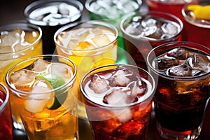 rows of various soft drinks and sodas