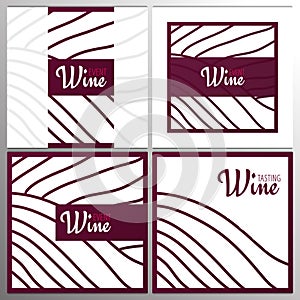 Rows of vineyards. Templates of Wine banner. Brochures, posters, invitation cards, promotional banners, menus, book