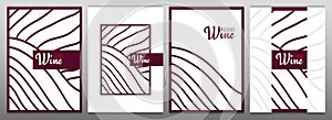 Rows of vineyards. Templates of Wine banner. Brochures, posters, invitation cards, promotional banners, menus, book