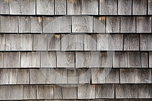 Rows of weathered wood shingles