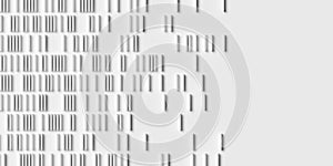 Rows of white and grey cubes or boxes array on white background fading out, abstract modern minimal data visualisation, computer