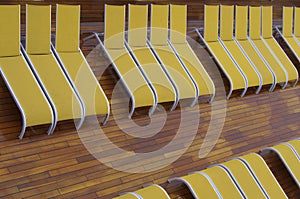Rows of yellow deckchair