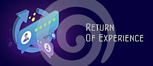 ROX - Return On Experience isometric concept with which marketers measure the purchase experience of their consumers.