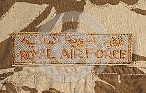 Royal AIr Force Patch on Desert Camouflage Jacket