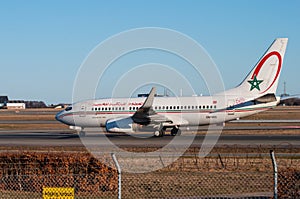 Royal air Maroc Boeing 737 airplane in Copenhagen airport