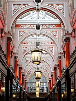 Royal Arcade in Bond Street, Mayfair UK: beautifully restored Victorian shopping arcade with luxury shops.