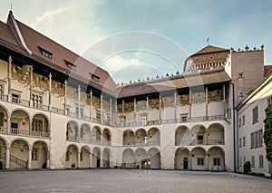 Royal arcade courtyard on Wawel castle in Krakow, Poland