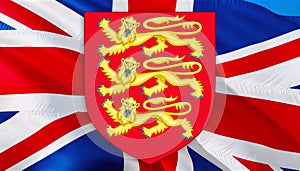 Royal arms of England background. National Emblem of Great Britain. British flag background.The Flag Of The United Kingdom, London