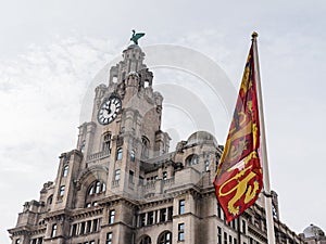 Royal arms of England in front of the Liver Building