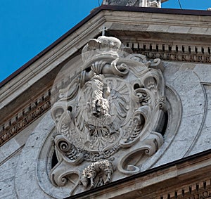 The Royal arms of Sigismund III at the Church of St. Peter and Paul in Krakow