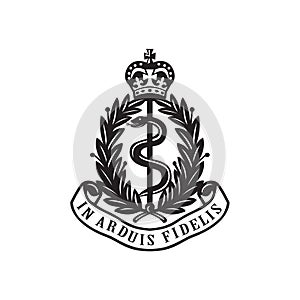 Royal Army Medical Corps or RAMC Badge Retro Black and White