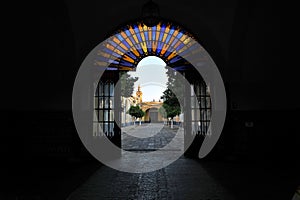 Courtyard of the Old Royal Artillery Factory Real FÃÂ¡brica de ArtillerÃÂ­a of Seville, Andalusia, Spain photo