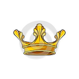 Royal attribute golden crown icon. Queen, king symbol. Vector.