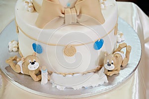 Royal baptize cake with candle