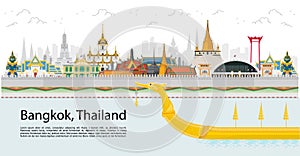 The Royal Barge Suphannahong in Thailand and Landmarks and travel place,temple background