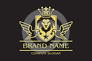 Royal Black Goldy Lion King Logo vector