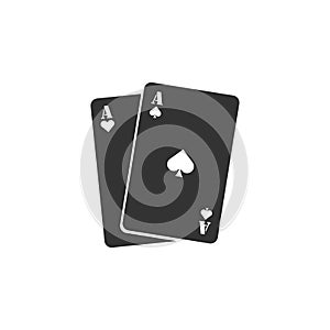 Royal black poker card icon on white background. Flat vector isolated
