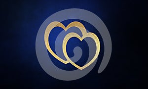 Royal blue background with luxery golden hearts