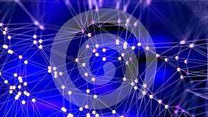 Royal Blue Blurred Connected Lines and Dots Background Graphic