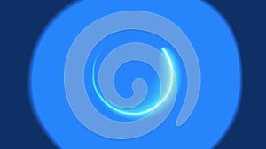 Royal blue glowing particles element rotating in circular motion on black background,