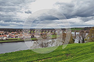 Royal Border Bridge, the railway viaduct across the River Tweed between Berwick-upon-Tweed and Tweedmouth in England, UK