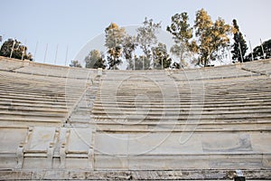 Royal boxes seats from 1908 located on the Middle West side of the Panathenaic stadium, Athens,Greece