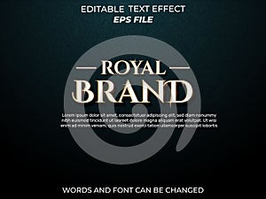 royal brand text effect, font editable, typography, 3d text. vector template