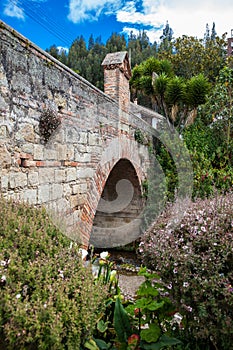 Royal Bridge of Calicanto at the beautiful small town of Mongui in Colombia photo