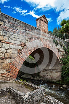 Royal Bridge of Calicanto at the beautiful small town of Mongui in Colombia photo