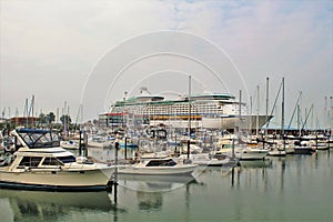 Astoria, Oregon, 9/16/2018, Royal Caribbean`s Explorer of the Seas cruise ship docked in Astoria