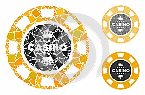 Royal casino chip Mosaic Icon of Unequal Pieces