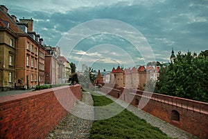 Royal Castle and beautiful street in Old Town during evening blue hour