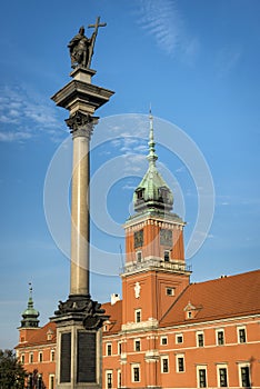 Royal Castle on Castle Square with king Sigismund III Vasa column in Warsaw