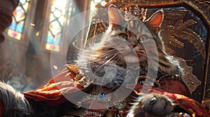 Royal cat on throne - generative ai