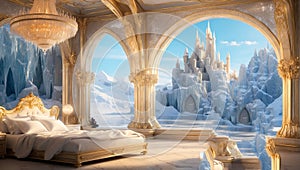 The royal chambers in the Ice Kingdom.