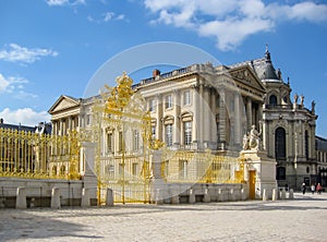 Royal chapel of Versailles palace behind Golden gate, Paris suburbs, France