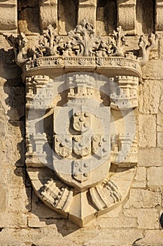 Royal Coat of Arms. Belem Tower. Lisbon. Portugal photo