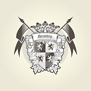 Royal coat of arms - heraldic blazon, emblem with shield