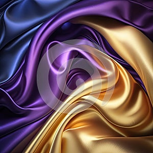 Royal colors abstract shiny plastic silk or satin wavy background. Generative AI