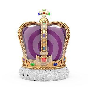 The Royal Coronation Golden Crown with Diamonds. 3d Rendering