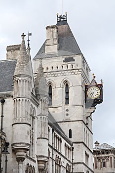 Royal Courts of Justice, gothic style building, facade, London, United Kingdom