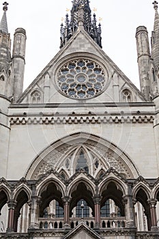 Royal Courts of Justice, gothic style building, facade, London, United Kingdom