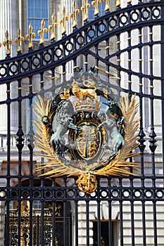 Royal Crest at Buckingham Palace Gate in London