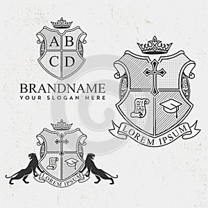 Royal Crest Logo luxury royal king line art vintage logo template