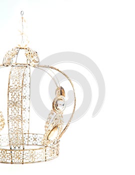 Royal Crown with Jewels and Made of Light Gold on a White Background